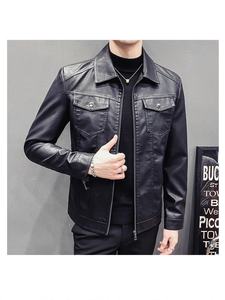 Veste en cuir PU lavé pour homme, nouvelle collection printemps-automne, style motard, vente en gros directe fabricant - Product Image 3
