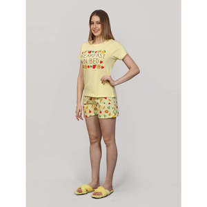 Conjunto Corto Amarillo 100% Algodón, Tejido de Punto Informal para Verano, Suave y Cómodo - Product Image 4