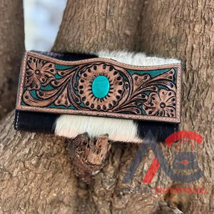 Bolso de mano de cuero de piel con estilo occidental para mujer, monedero con diseño de piel marrón, billetera única de cuero con herramientas de Venta caliente - Product Image 1