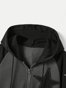 Couleur d'épissure vintage de qualité supérieure pour hommes surdimensionnée Hoodie-100 % coton lourd Streetwear polaire String Zip pour l'hiver XS - Product Image 4