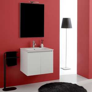 60cm Wall-Hung Bathroom Cabinet with 2 White <b>Doors</b> 60x80cm Bali Sink and <b>Mirror</b> Set - Product Image 1