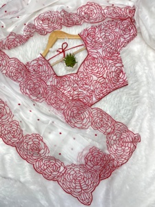 ส่าหรีผ้าไหม zimmy Choo นิ่มแท้พร้อมงานปักลาย - Product Image 2