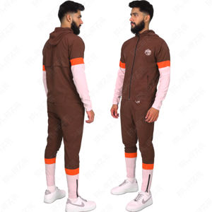 Survêtement sur mesure à bas prix Survêtement d'entraînement pour hommes Ensemble de course à manches longues avec fermeture éclair complète à capuche Jogger - Product Image 1