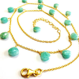 Party Wear Plata de Ley 925 Trendy y Puro Chapado en Oro Amazonita Piedras Preciosas de Moda 45 Cms. Collar único - Product Image 2