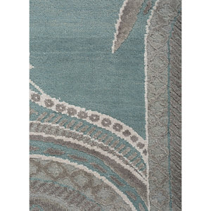 Alfombras Khidki Azules de Lana y Seda de Bambú Anudadas a Mano, 10 mm, Diseño Rectangular con Parches, para el Hogar, Pasillo, Hechas a Mano - Product Image 3