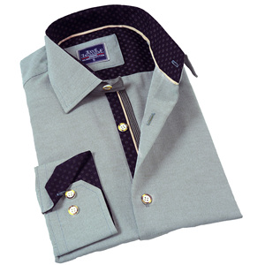 เสื้อเชิ้ตผู้ชายปกและปลายแขนเสื้อสีเขียวตัดกัน - Product Image 1