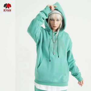 Sudadera con capucha cómoda de algodón y poliéster de gran tamaño para mujer, traje con logotipo bordado de invierno, bolsillo canguro - Product Image 4