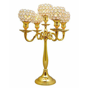 Nouveau candélabre votif en cristal d'or 5 bras pièce maîtresse de mariage table décorative or brillant meilleur prix pour la décoration de la maison - Product Image 3
