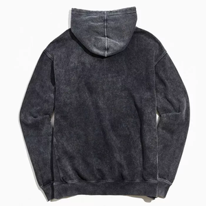 Vente en gros de sweats à capuche unisexes surdimensionnés en molleton 100% coton, délavés à l'acide, 300 g/m², grammage lourd, personnalisables, style vintage uni - Product Image 4