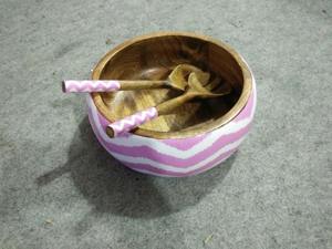 Hot Selling Mango Wood <b>Bowl</b> With Food Safe <b>Enamel</b> Wooden <b>Enamel</b> Salad Serving <b>Bowl</b> Fruit Serving Wooden <b>Bowl</b> in Wholesale Price - Product Image 4
