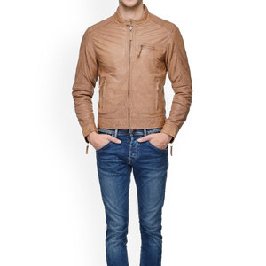 แจ็กเก็ตหนังมีซิปสำหรับผู้ชายเสื้อแจ็คเก็ตผ้าใบแฟชั่นคอตั้งมีให้บริการทุกขนาด2025 - Product Image 4