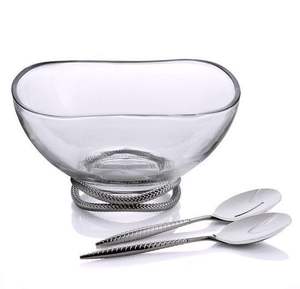 Finition brillante de bol en verre clair de récipient de fruit d'article d'utilisation quotidienne pour le bol de serveur de popcorn de forme arrondie - Product Image 1