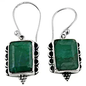 Boucles d'oreilles pendantes tendance en émeraude certifiées GIA en argent sterling 925 pour femmes - Cadeau de fiançailles - Product Image 1