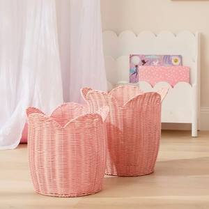 Panier en rotin de fleur rose naturelle produits les plus vendus pour la décoration d'enfant chambre à coucher décoration de la maison - Product Image 1