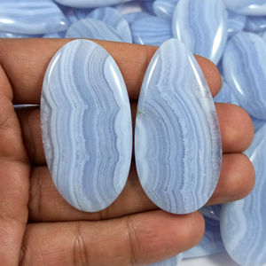 Lot en gros de cabochons en agate bleue naturelle pour la fabrication de bijoux en argent - Product Image 1