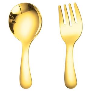 Set of 2 Short Handle Mini Stainless Steel Baby <b>Spoon</b> Forks Mirror Polished for Kitchen Dessert Tea <b>Soup</b> Hotels' Measuring Use - Product Image 4