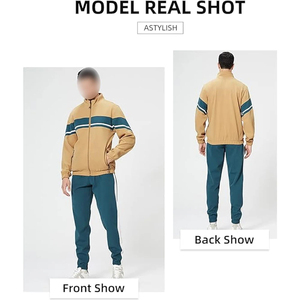 Custom Patch Work Print Cotton Hoodie And Sweatpants Set Sports Joggers Wear Streetwear Casual Contrast Stitch <strong>Tracksuit</strong> For Men - Product Image 2