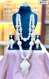 Ensemble de collier de mariée de luxe en finition or royal avec pendentif à franges superposées et boucles d'oreilles assorties 63127 - Product Image 6