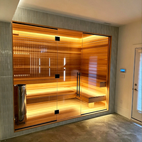 Sauna de Lujo para el Hogar, Elegante Cabaña de Madera para la Relajación en Villas Residenciales, con Panel Táctil