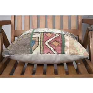 Luxe 16x16 pouces Beige Kilim Patchwork laine oreiller Vintage moelleux tissé Design pour canapé literie sol Portable rustique jeter - Product Image 5