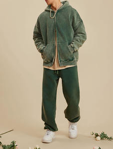 เสื้อฮู้ดผู้ชายแบบมีฮู้ดผ้าซักแบบเทอร์รี่ฟอกสีกรดสไตล์วินเทจสำหรับผู้ชาย - Product Image 2