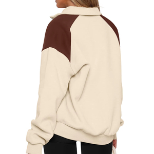 Sudaderas con estampado de logotipo personalizado de alta calidad para mujer, jersey con cremallera de cuarto de mujer de Color sólido más vendido a la venta - Product Image 3
