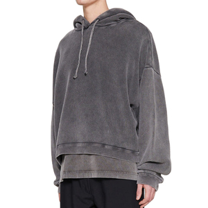 Sweat à capuche pour homme 100% coton lourd Logo personnalisé brodé de haute qualité délavé à l'acide surdimensionné automne écologique en gros - Product Image 4