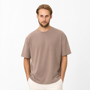 Camiseta de Algodón Grueso para Hombre, Corte Holgado, Estilo Urbano Premium, Informal, Básica, Cuello Redondo - Product Image 5