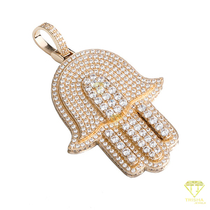 Colgante de mano de Hamsa de lujo, piedras transparentes, accesorio de Hip Hop con ropa de calle, colgantes finos, colgante de dijes - Product Image 3