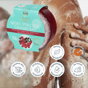 Jabón Sólido de Arándano de Lujo con Esponja, Hidratante y Exfoliante, Alta Calidad, Venta al por Mayor, Hecho en la UE - Product Image 1