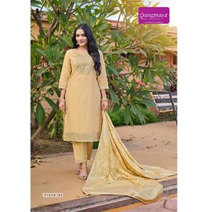 Luxe indien pakistanais traditionnel porter Banarasi Dupatta élégant Chanderi Kurta pantalon élégant pour les fêtes pour le mariage - Product Image 1