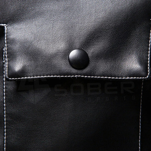 Men's <b>Winter</b> Wear Slim Leather <b>Jacket</b> Black Solid Color with Canvas Fabric for Cold Seasons - Product Image 6