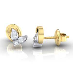 Boucles d'oreilles certifiées or 14 carats avec 10 pierres, serties de diamants véritables, tendance, plaquées or blanc, rose et jaune, 0,07 ct, pour fiançailles, perle - Product Image 1