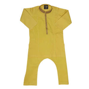 Shalwar Kameez brodé pour garçons - Moutarde - Product Image 3