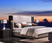 Lit double en cuir de luxe moderne Mobilier design haut de gamme pour ensemble de chambre à coucher Lit élégant haut de gamme