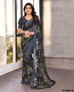 Saree con estampado de Georgette suave y vibrante con contraste llamativo y blusa perfecta para eventos festivos salidas casuales y uso diario - Product Image 2