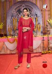 Nouvelle arrivée belle robe vente chaude attrayant mousseline Jacquard Kurti Pant & Dupatta avec travail à la main pur exportateur mondial - Product Image 4