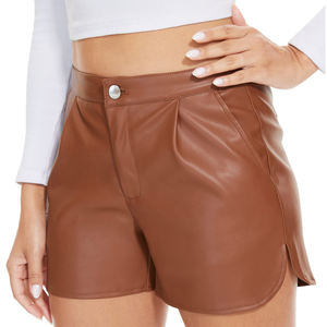 100% pantalones cortos de cuero genuino de alta calidad para mujer, pantalones cortos de cuero para mujer recién llegados de calidad Premium - Product Image 3