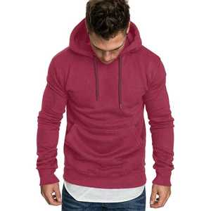 Sweat-shirt à capuche unisexe pour homme, manches longues, cordon de serrage, uni, blanc - Product Image 5