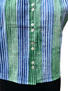 Top elegante de algodón a rayas sin mangas para mujer con detalle de botones en la parte delantera y ajuste cómodo para uso informal y de verano - Product Image 4