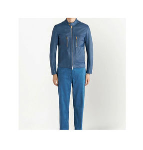 Veste en cuir pour homme, hiver, bleu, course automobile, personnalisée, manches longues, fermeture éclair sur le devant, poches, col rabattu, veste en cuir durable pour homme - Product Image 5