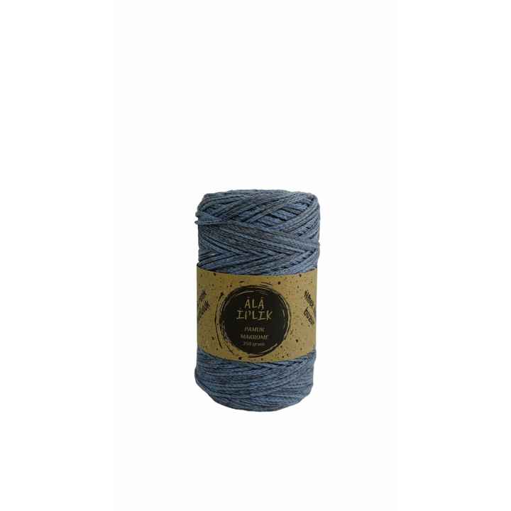 Cotton Macrame Yarn Hat Supla Runner Knitting Yarn 3mm 250 Grams Blue Patterned