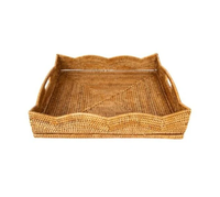 Plateau de rangement en rotin au design personnalisé pour la maison, le bureau et l'organisation du panier de rangement des aliments Plateau en rotin tissé à la main