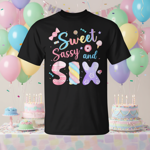 Maglietta Promozionale per Ragazze: Compleanno 6 Anni - Dolce, Audace e Divertente - Outfit per Festa di Compleanno - Product Image 3