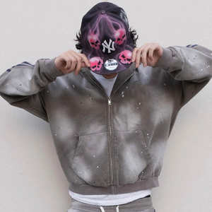 Ensemble de sweat-shirts unisexes en molleton délavé à l'acide respirant Polyester/Coton Enfants Unisexe Survêtement Streetwear Coupe courte surdimensionnée Hiver - Product Image 3