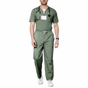 Uniforme del personal hospitalario, uniforme de lujo para hombres unisex, venta al por mayor, uniforme médico, color verde, OEM, uniforme de hospital clásico para hombres y enfermeras - Product Image 1