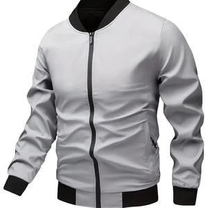 Blouson aviateur en toile enduite sur mesure de haute qualité pour hommes, col montant, printemps, confortable, dernier modèle, vente en gros de logo avant - Product Image 1