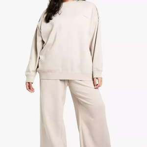 ชุดวอร์มผู้หญิงผ้าฝ้าย100% โอเวอร์ไซส์ปักลายมีฮู้ดโอเวอร์ไซส์ทันสมัย - Product Image 1