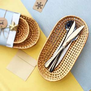 Plateau de service en rotin en osier de bambou naturel de haute qualité pour ustensiles de cuisine accessoires de maison et artisanat de décoration - Product Image 4