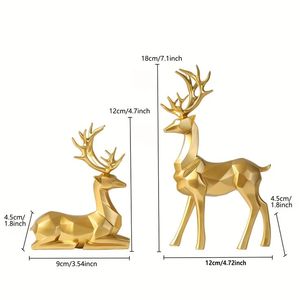 Ensemble De 2 Cerf Sculpture Art Décor À La Maison Or Laiton Cerf Décoration De Luxe Décor À La Maison Animaux Asculptures Avec La Meilleure Qualité - Product Image 2